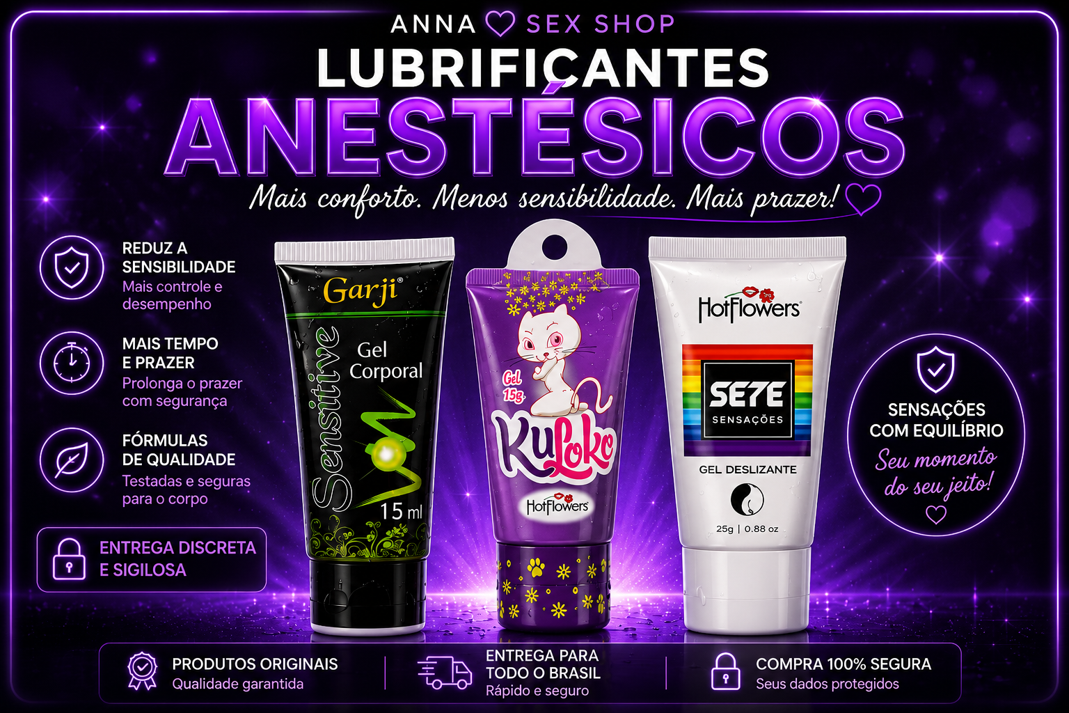 Lubrificantes anestésicos — Sensitive, Kuloko e No Talo