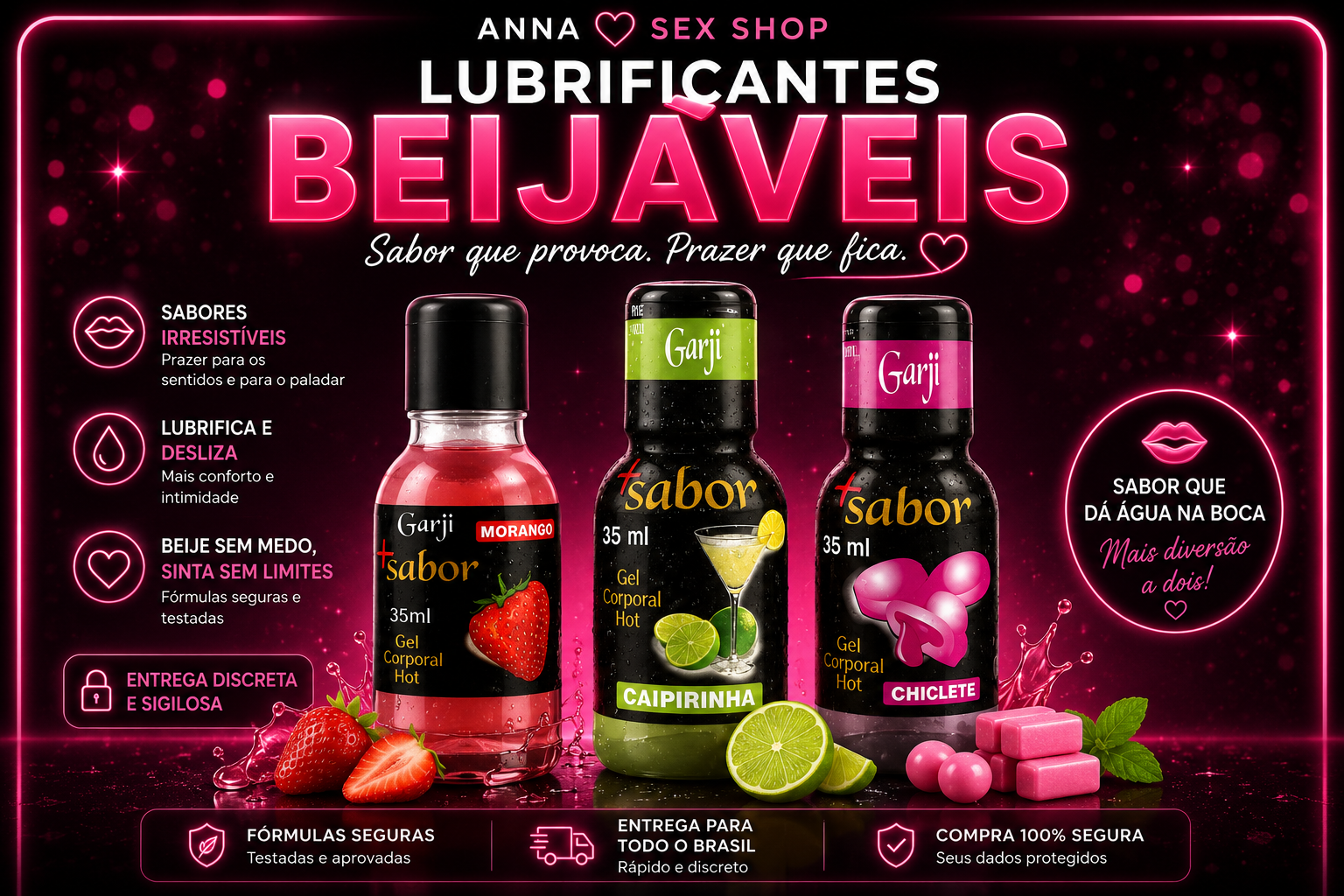 Lubrificantes beijáveis com sabores variados